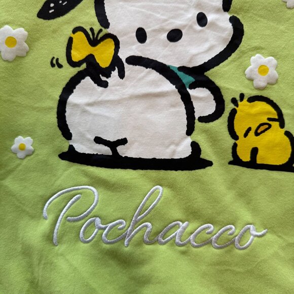 Pochacco By Sanrio Lime Green Crewneck Sweatshirt Medium Hybrid Apparel 2025 Gra - Picture 2 of 5
